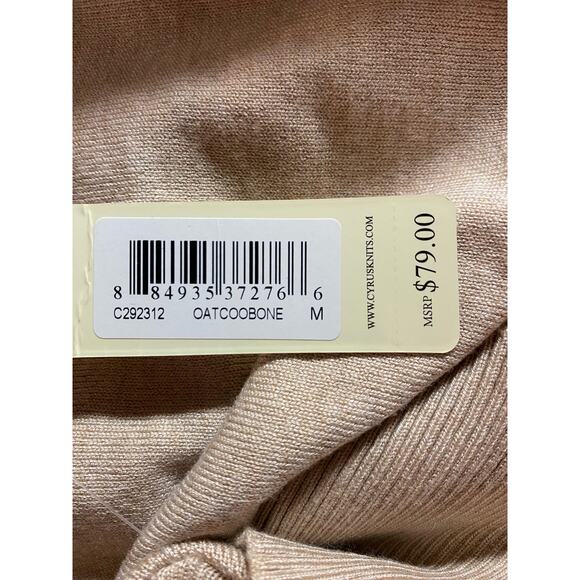 Cyrus Knits Women's Size Medium Bone Cream Oat Tan Long Sleeve Blouse NWT - Picture 5 of 6